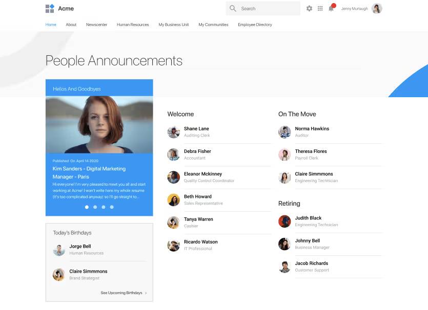 People Announcements - LumApps Intranet People Announcements - LumApps Intranet